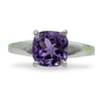 thumbnail image 2 of PILWALS Cushion Cut Purple Amethyst Solitaire Ring in 925 Sterling Silver, Classic Solitaire Ring for Women, 2 of 2