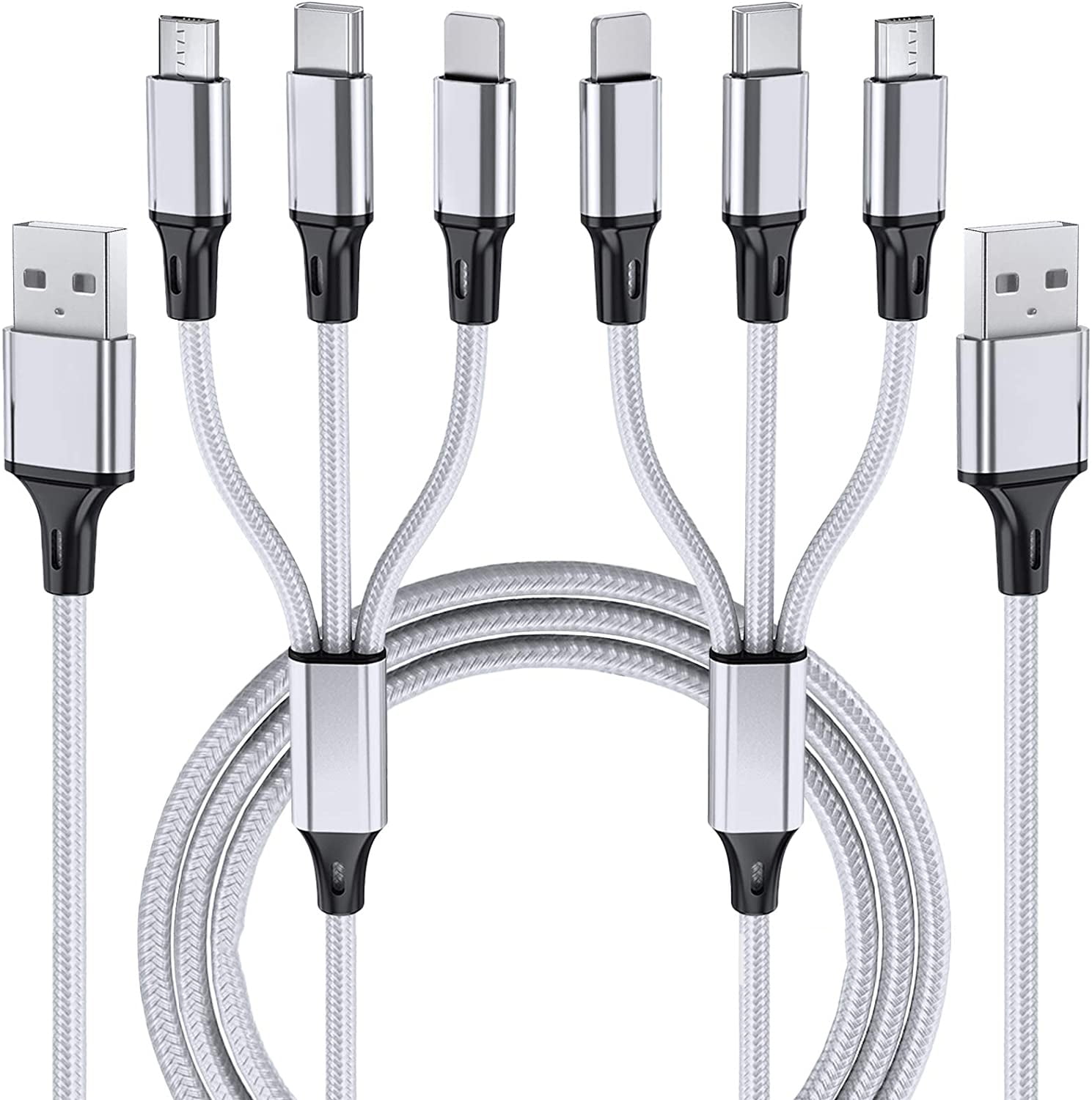 Multi 3 in 1 Fast Charger Charging Cable Cord Micro USB/8 Pin Port/Type C iPhone 