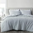 thumbnail image 2 of Chezmoi Collection Solid Silver Gray Cotton Comforter Set Queen Size, 3-Piece Luxury Soft Breathable Smooth Cooling 250TC Cotton Twill Lightweight Bedding Comforter for All Season, 2 of 10