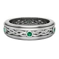 thumbnail image 4 of Wedding Bands for Men 6 MM Emerald 14K White Gold 0.18 CTW, 4 of 5