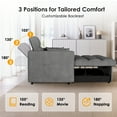 thumbnail image 3 of Anpport 3-in-1 Convertible Sleeper Sofa Bed, Pull-Out Loveseat Couch with Adjustable Back for Small Spaces, Velvet Fabric, 55", Gray, 3 of 6