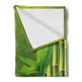 thumbnail image 2 of Spa Soft Flannel Fleece Blanket, Bamboo Flower Stone Wax on the Table Orchid Rock Healthy Lifestyle Theme, Cozy Plush for Indoor and Outdoor Use, 70" x 90", Fern Green Fuchsia White, by Ambesonne, 2 of 5