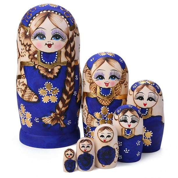 Munecas Matrioskas Munecas rusas de anidacion de madera para ninos munecas Matryoshka Babushka Likrtyny libre de BPA Walmart en linea
