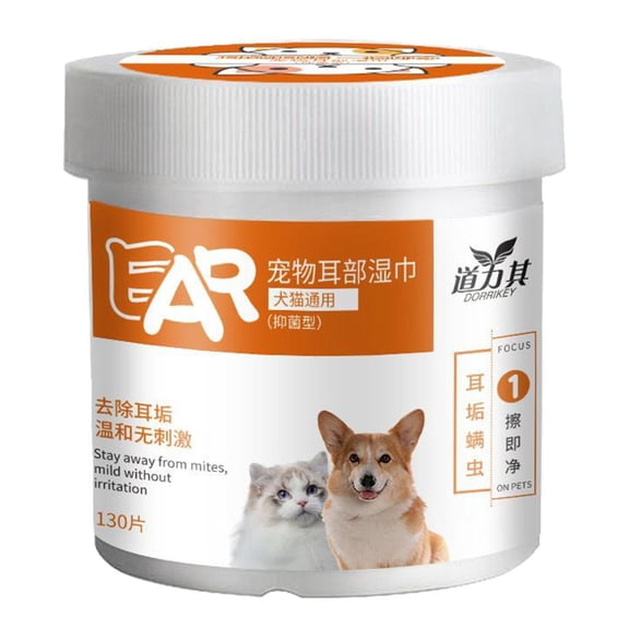 Limpiador de oídos para mascotas, 130 unidades/caja, para perros y gatos, limpieza de manchas de lágrimas y suciedad. toallita de oreja