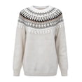 thumbnail image 4 of Endives Women's Sweaters Isle Geometric Print Crew Neck Long Sleeve Knit Pullover Sweater Casual Fall Top M, 4 of 4