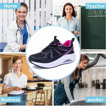 MAFEKE Women's Arch Support Walking Shoes - Lightweight Air Cushion Sneakers For Plantar Fasciitis