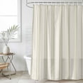 thumbnail image 6 of Polyester Fabric Sage Green Striped Shower Curtain, Modern Farmhouse Green Stripes Waterproof Bathtub Curtain Bathroom Decor Set with Hooks 72 x 78 Inches, 6 of 6