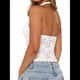 thumbnail image 3 of Tops Cortos de Encaje Sin Mangas con Cuello Halter para Mujer, Estilo Y2K, para Salir L, 3 of 7