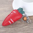 thumbnail image 3 of Lindo llavero con colgante de zanahorias de cuero PU, llavero, bolso, regalo ornamental para coche (rojo), 3 of 5