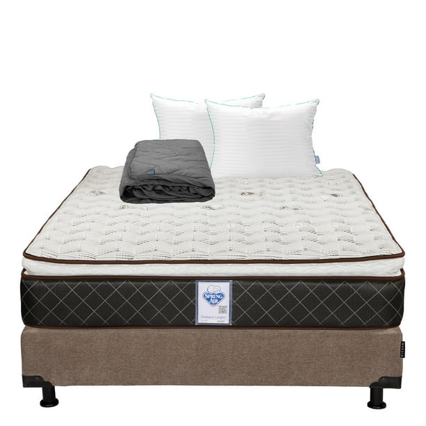 Colchon Individual Minesota+Box Base Cama+Almohada Royal Twin+Protector Lux