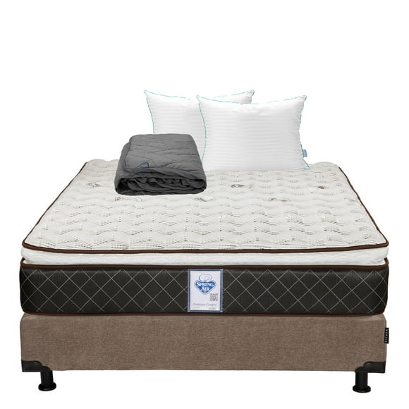 Colchon Matrimonial Minesota+Box Base Cama+Almohada Royal Twin+Protector Lux
