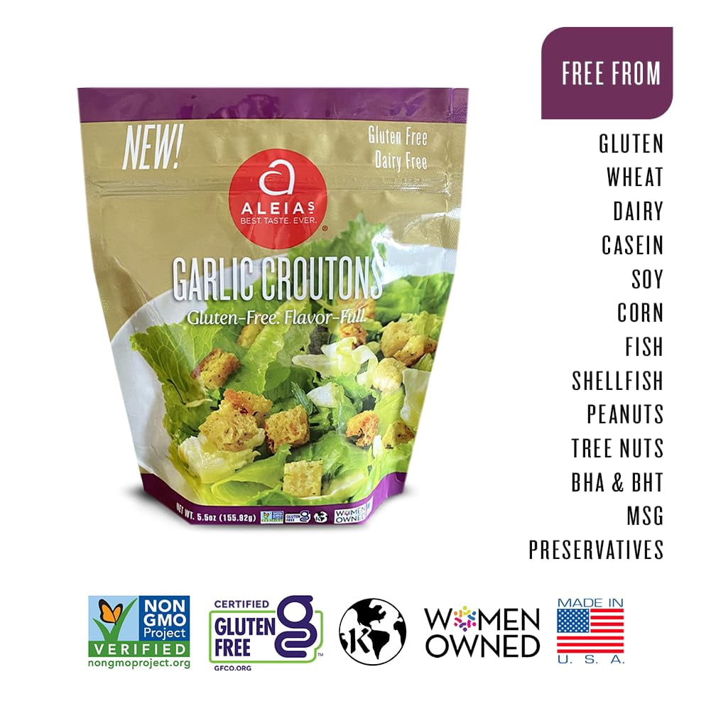 (Pack of 6) Aleias Gluten-Free Garlic Croutons, 5.5 oz