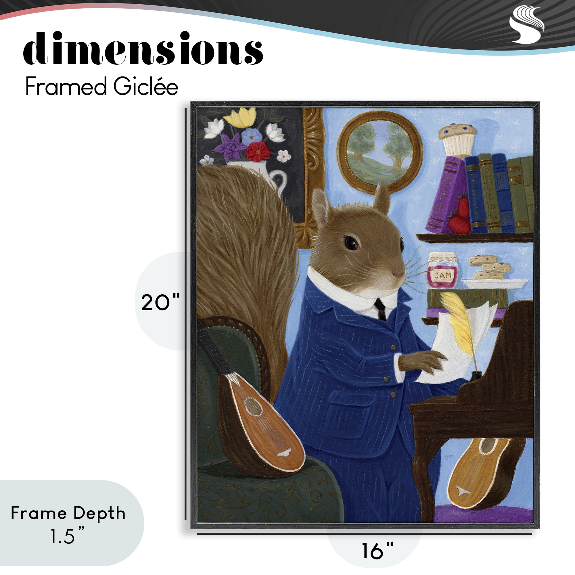 Stupell Industries Gentleman Squirrel Composing Black Framed Giclee Art, design by Gina Matarazzo