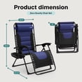 thumbnail image 3 of SereneLife Foldable Outdoor Zero Gravity Padded Lawn Chair, Adjustable Steel Mesh Recliners (Blue), 3 of 9