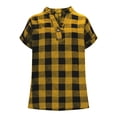 thumbnail image 6 of Miluxas Womens Summer Plaid Short Sleeve Tunic Tops Loose Fit Casual T-Shirt Button Up Blouses Yellow XXL(XXL), 6 of 8
