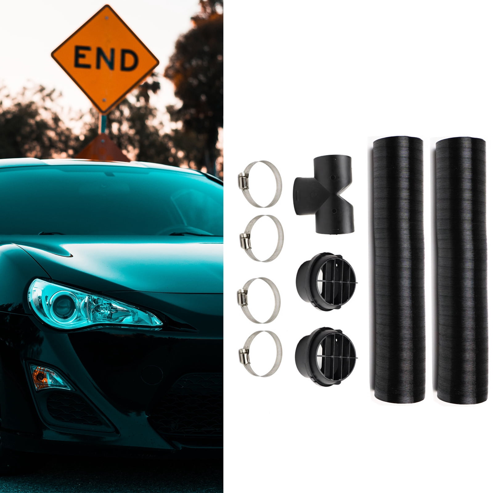 BIBABLYKE Diesels Heater Duct Vent 75mm Diesels Air Parking Heater Pipe Ducting Warm Air Vent Outlet Kits T Shaped Hose Kits