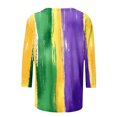 thumbnail image 4 of REORIAFEE Women Tshirts Graphic Mardi Gras Green Purple Yellow 3/4 Sleeve Shirts Crewneck Carnival Fancy Tees Theme Party Funny Tops Loose Blouse Green XL, 4 of 5