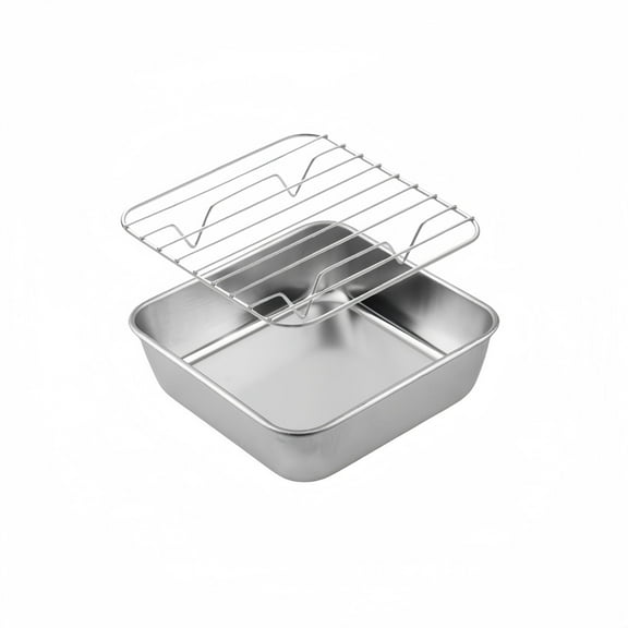 Stainless Steel Baking Pan Roast Turkey Tray with Cooling Rack Kitchen BBQ Cake