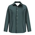 thumbnail image 3 of Casual Work Check Gingham Long Sleeve Button Down Shirt for Men Soft Stretch Regular Fit Lapel Collar Machine Washable Business Commute Fall Occasions S, 3 of 3
