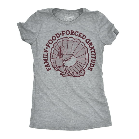 Womens Funny T Shirts Family Food Forced Gratitude Sarcastic Thanksgiving Graphic Novelty Tee For Ladies Womens Graphic Tees