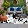 thumbnail image 2 of Black Leaves Outdoor Rug for Patio/Deck/Porch, Non-Slip Large Area Rug 5 x 7 Ft, Abstract Modern Geometric Lines Simple Art Indoor Outdoor Rugs Washable Area Rugs, Camping Rug Carpet Runner, 2 of 8