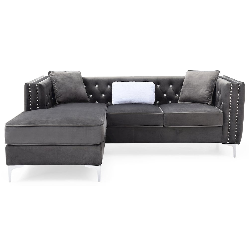 Glory Furniture Paige Sofa Chaise in Gray Color