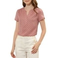 thumbnail image 4 of INSPIRE CHIC Valentine's Day Women's Dots Printed Blouse V Neck Short Sleeve Wear-to-Work Top M Pink, 4 of 6