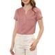 thumbnail image 4 of Blusa de puntos impresa de manga corta con cuello en V para mujeres Inspire Chic, top para el trabajo, color rosa claro, 4 of 6