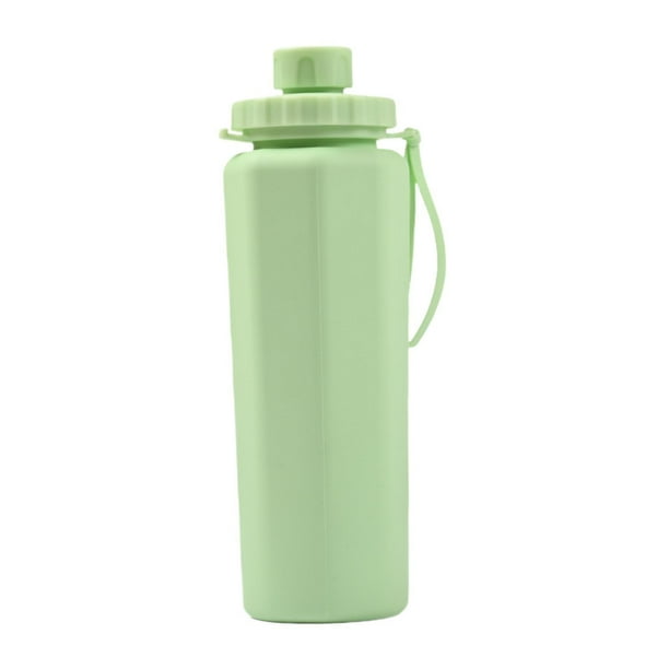 Botella de agua plegable, botella para beber, ligera, a prueba de derrames, botella de silicona, botella deportiva para viajar y acampar Verde