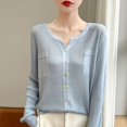thumbnail image 6 of Rggeeun Cardigan Sweaters for Women V Neck Ribbed Knit Tops Button Down Fall Cardigans Long Sleeve Soft Clothes Travel Classic,Blue,XL, 6 of 8