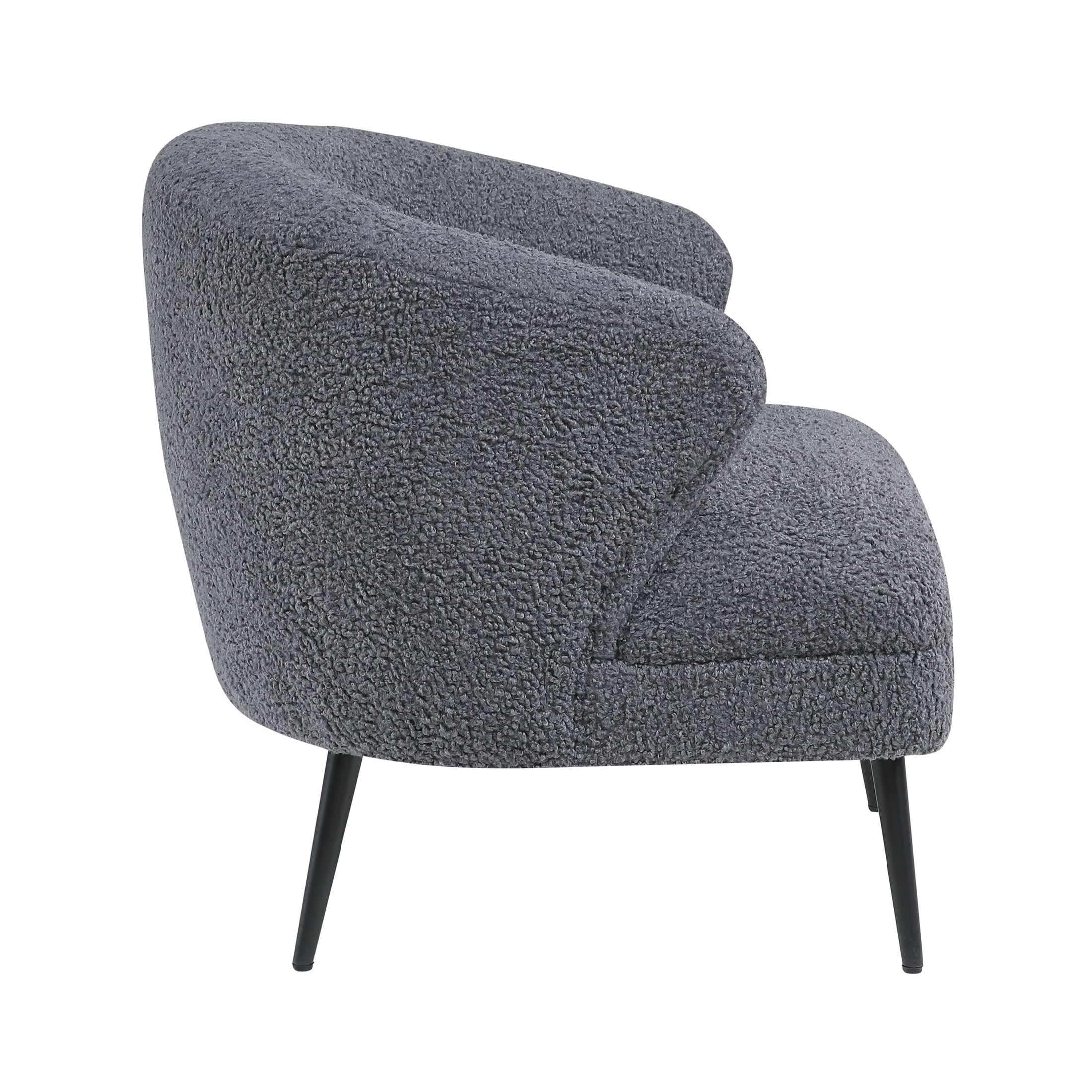 OakvillePark Crestlark Boucle Curved Back Accent Chair with Metal Legs, Dark Gray