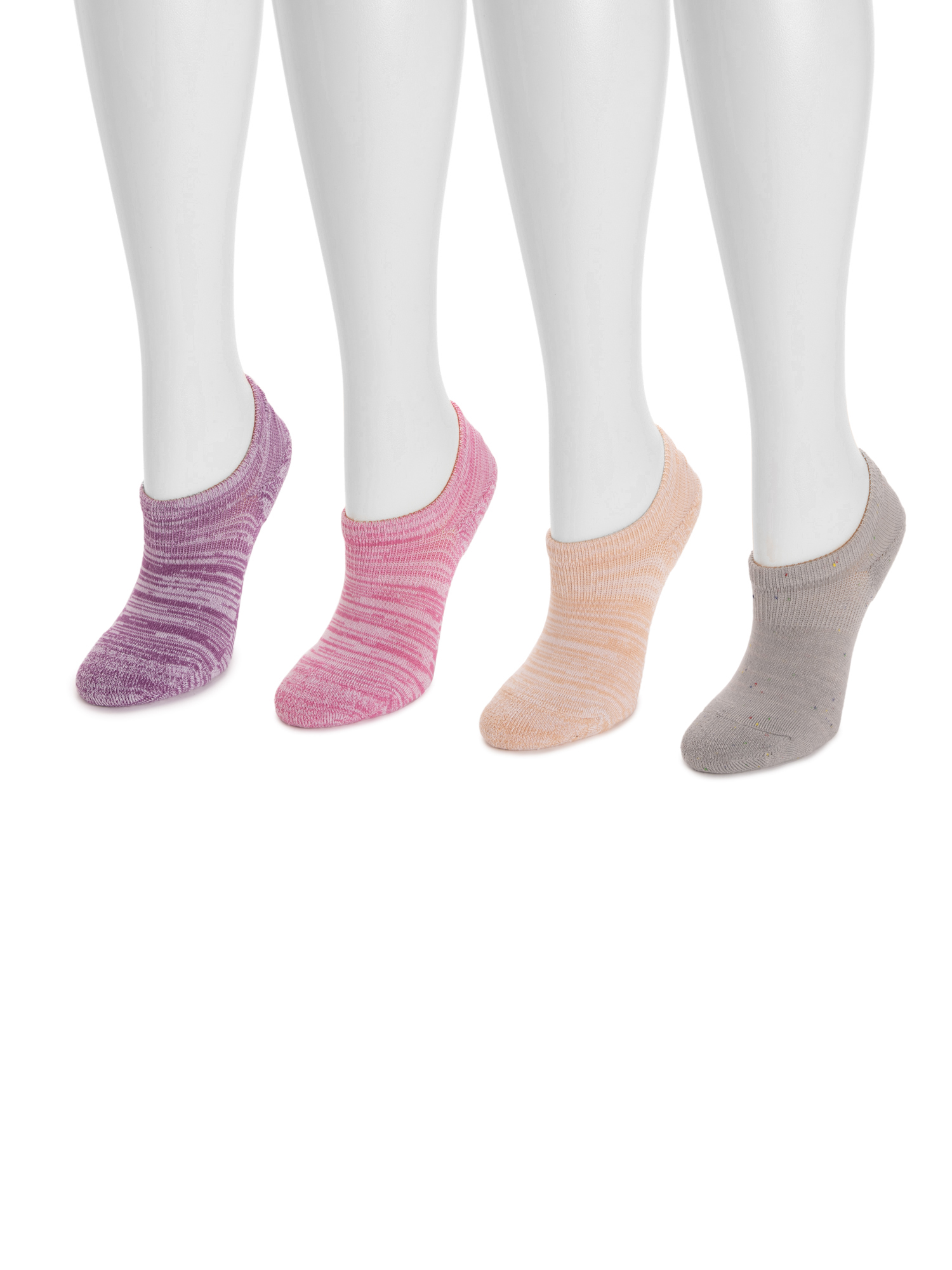 MUK LUKS Women's Dream Step No-Show Liner Socks, 4-Pack, OSFM