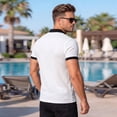 thumbnail image 5 of OIOLOYJM Waffle Polo Shirts for Men Casual Short Sleeve Striped Button Pocket Golf Shirts Business Muscle Fit T-Shirts Summer Workout Clothes White S, 5 of 8
