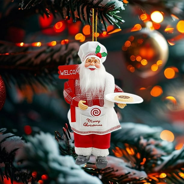 Colgante Acrílico de Papá Noel - Adorno Pequeño para Árbol de Navidad