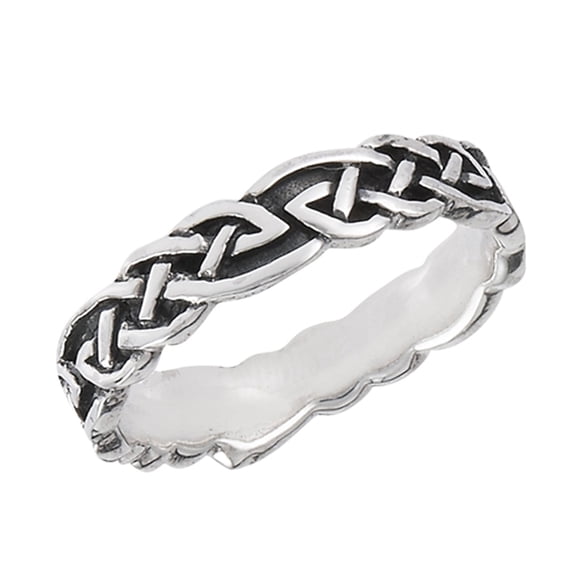Oxidized Celtic Eternity Knot Ring .925 Sterling Silver Band Jewelry Female Male Unisex Size 9
