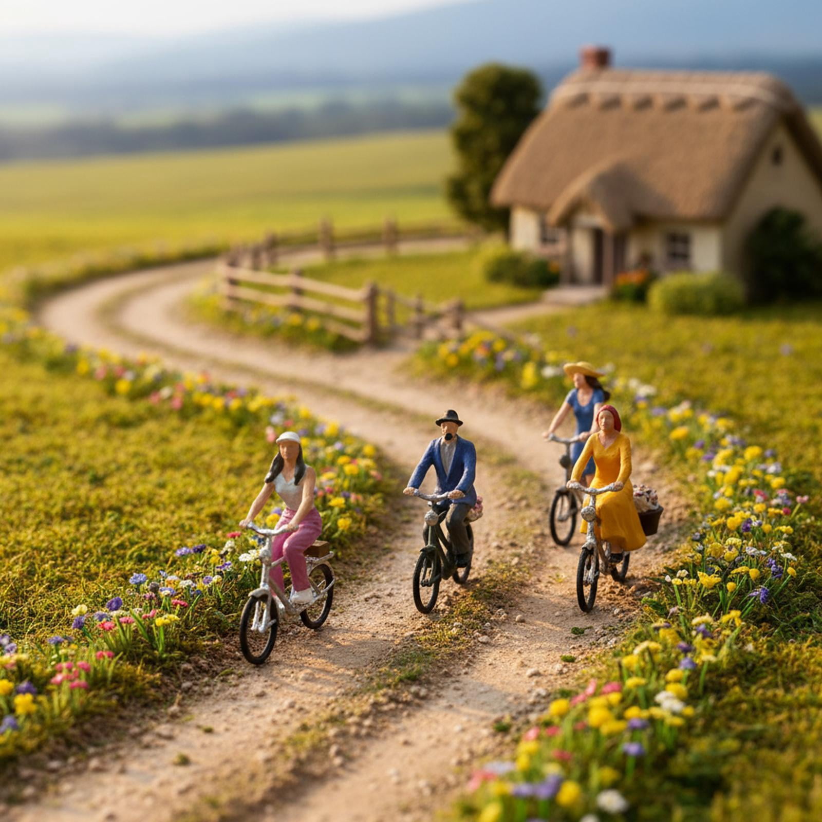 LeeQinersw 4 Pieces 1/64 Cyclist Figure Set Desktop Decoration Detailed Cycler Figurine
