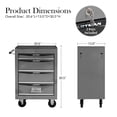 thumbnail image 2 of 4 Drawer Rolling Metal Tool Cart on Wheels, 20'' Multifunctional Mobile Metal Tool Chest with Ball Bearing Drawer Slides, Drawers Trolley Organizer Tool Storage Box for Repair Shop, Warehouse, Garage, 2 of 9