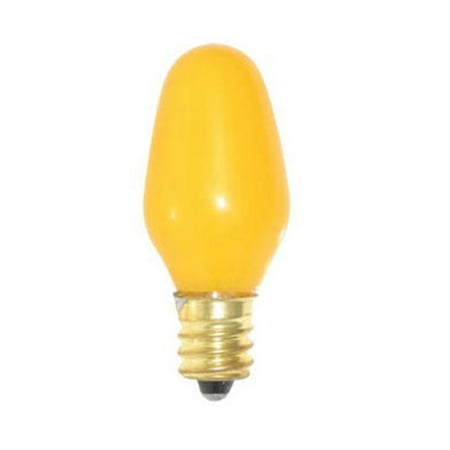 - 4PK - SUNLITE 7W 120V E12 C7 Yellow Candelabra Light Bulb