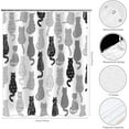 thumbnail image 2 of Funny Cat Shower Curtain Line Art Black Cute Animals Theme Cool Shower Curtains for Bathroom Black White and Grey Decor Set with 12 Hooks 72x72 Inches, 2 of 6
