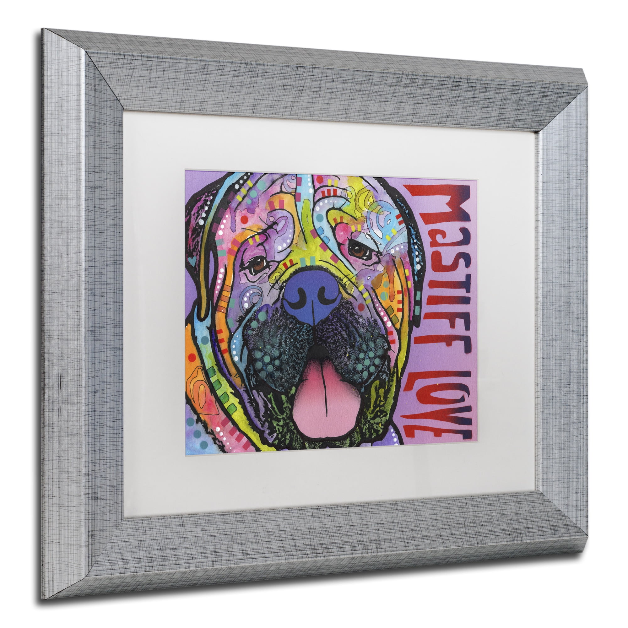 Trademark Fine Art 'Mastiff Love' Canvas Art by Dean Russo, White Matte, Silver Frame