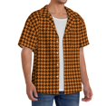 thumbnail image 2 of Fotbe Black And Orange Houndstooth Camisa Estampada de Manga Corta para Hombre, Casual de Verano, Estilo Playero, Sin Arrugas-X-Large, 2 of 5