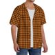 thumbnail image 2 of Balery Black And Orange Houndstooth Camisa Casual de Manga Corta con Botones para Hombre, Texturizada, Estilo Cubano, para Playa, Verano-X-Large, 2 of 5