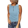 thumbnail image 1 of Pompotops Débardeurs Décontractés pour Femmes Sans Manches Boutons Amincissants Col Rond Uni Pull Blouse Hauts, 1 of 7