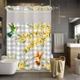 thumbnail image 3 of Spring Flowers No Hook Shower Curtain with Snap in Liner Watercolor Spring Green Yellow Floral Leaf Birds Grey Plaid Waterproof Bathroom Shower Curtain with See Through Top Window 60" x 72", 3 of 9