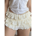 thumbnail image 6 of Rdhnmea Women's Pajama Shorts Lace Ruffles Elastic Waist Comfy Sleep Shorts Summer Casual Pajama Bottoms, 6 of 7