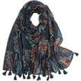 thumbnail image 1 of HSHDLDF Foulard Boho pour Femmes Légère Foulard Imprimée Florale Automne Hiver Mode Châle à Franges, 1 of 7