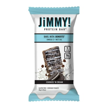 JiMMY! Cookies 'N Cream (Wake & Focus) Protein Bars, 12 Count