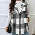 thumbnail image 3 of Plaid Vest for Women Sleeveless Lapel Collar Coats with Decorative Pockets Color Block Fall Casual Outwear Jacket, 3 of 6