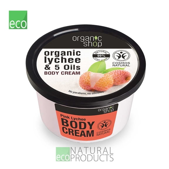 Organic Shop Body Cream Pink Lychee Organic Lychee & 5 Oils 250ml