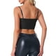 thumbnail image 3 of INSPIRAR CHIC Top de Mujer de Mezclilla con Cremallera Sin Mangas Tirantes Espagueti Bustier Crop Tops S Negro, 3 of 6